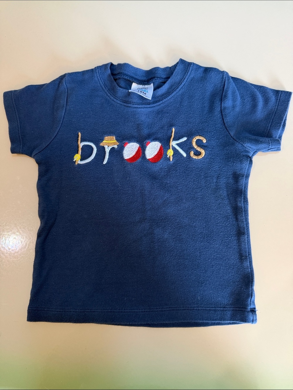 Navy Blue Embroidered 'brooks' Kids Tee